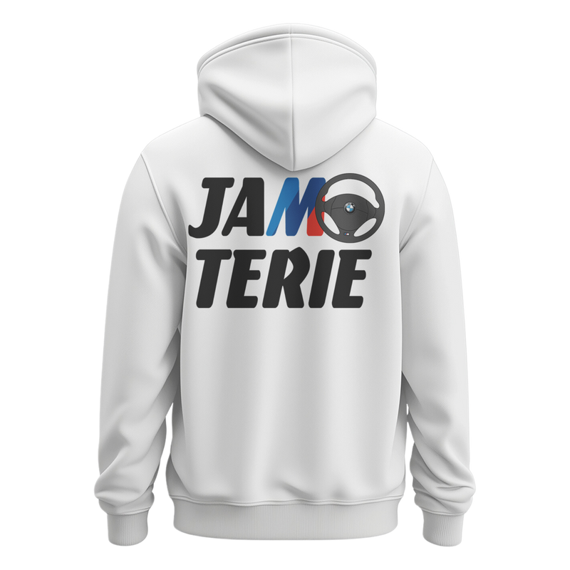 Sweat Jamoterie BMW blanc dos
