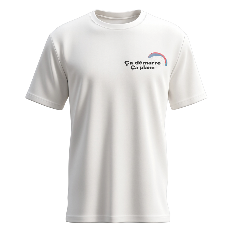 T-shirt Ça démarre ça plane blanc face